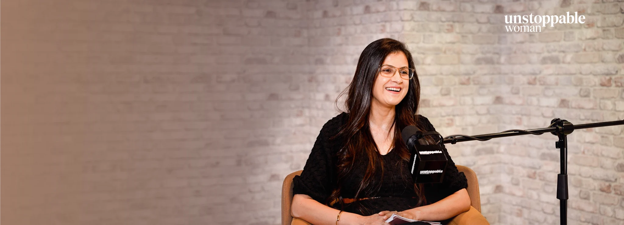 Shailja Saraswati recording the Unstoppable Woman podcast
